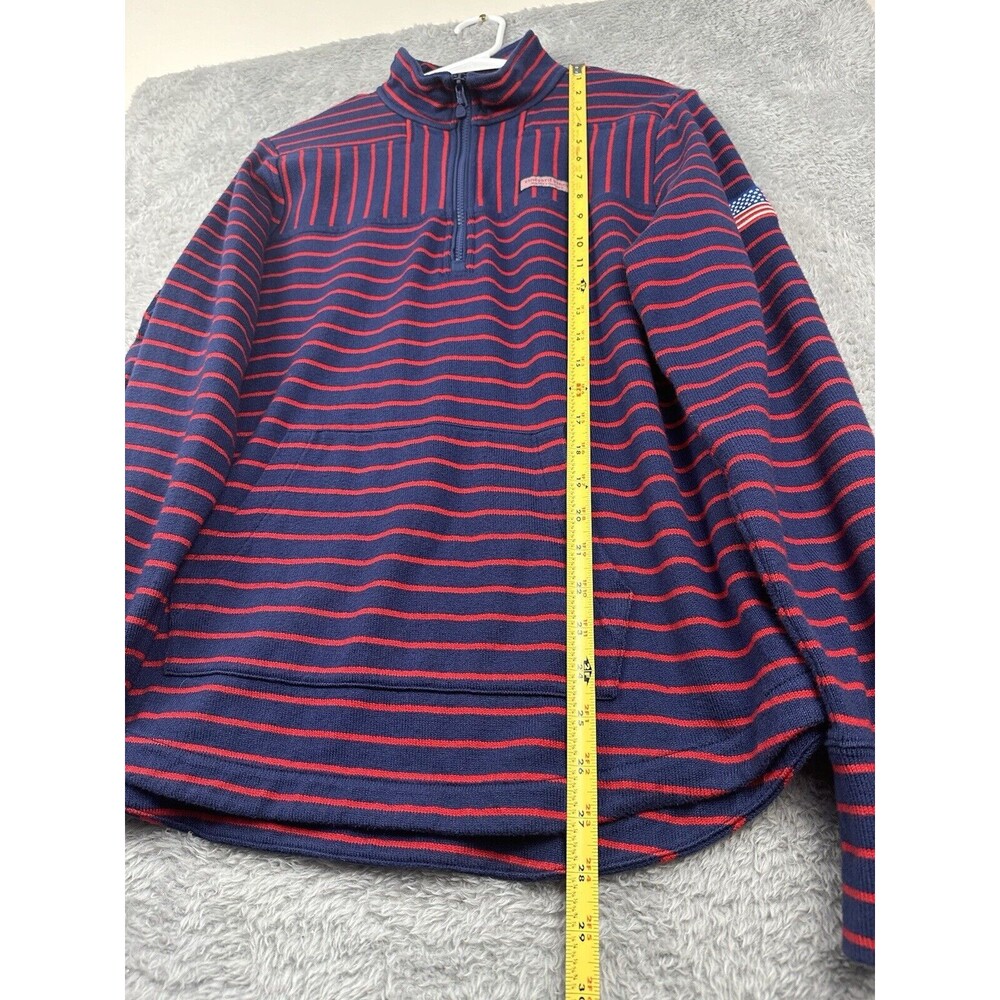 Vineyard Vines Women’s USA Strip 1/4 Zip Pullover Sweatshirt Red And Navy Size L - Picture 6 of 11